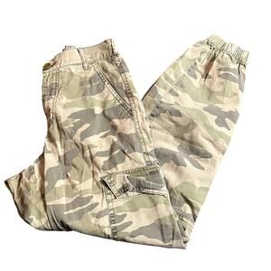 GARAGE Camo Cargo Jogger Pant Extra Small Zip Up Green Brown‎ Khaki